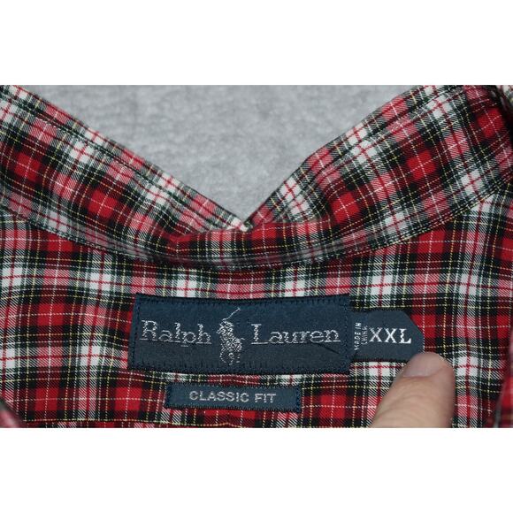 Polo Ralph Lauren Dress Shirt Men Size 2XL Classic Fit Christmas Green Red Plaid - Picture 5 of 6